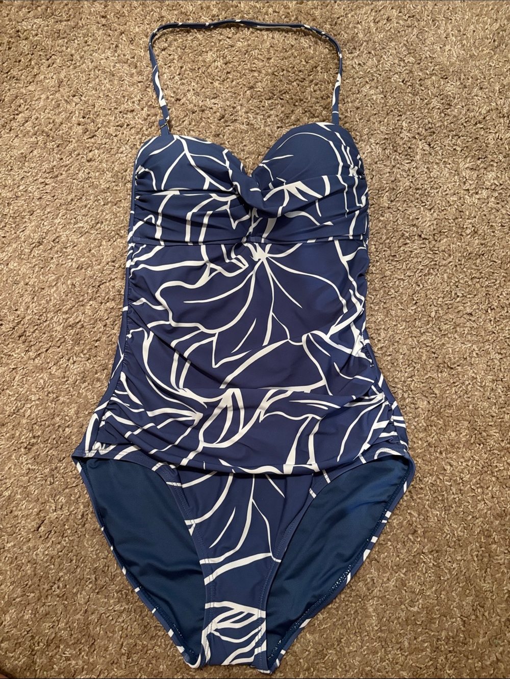 Anne Cole Navy & White Floral One-Piece Swimsuit
